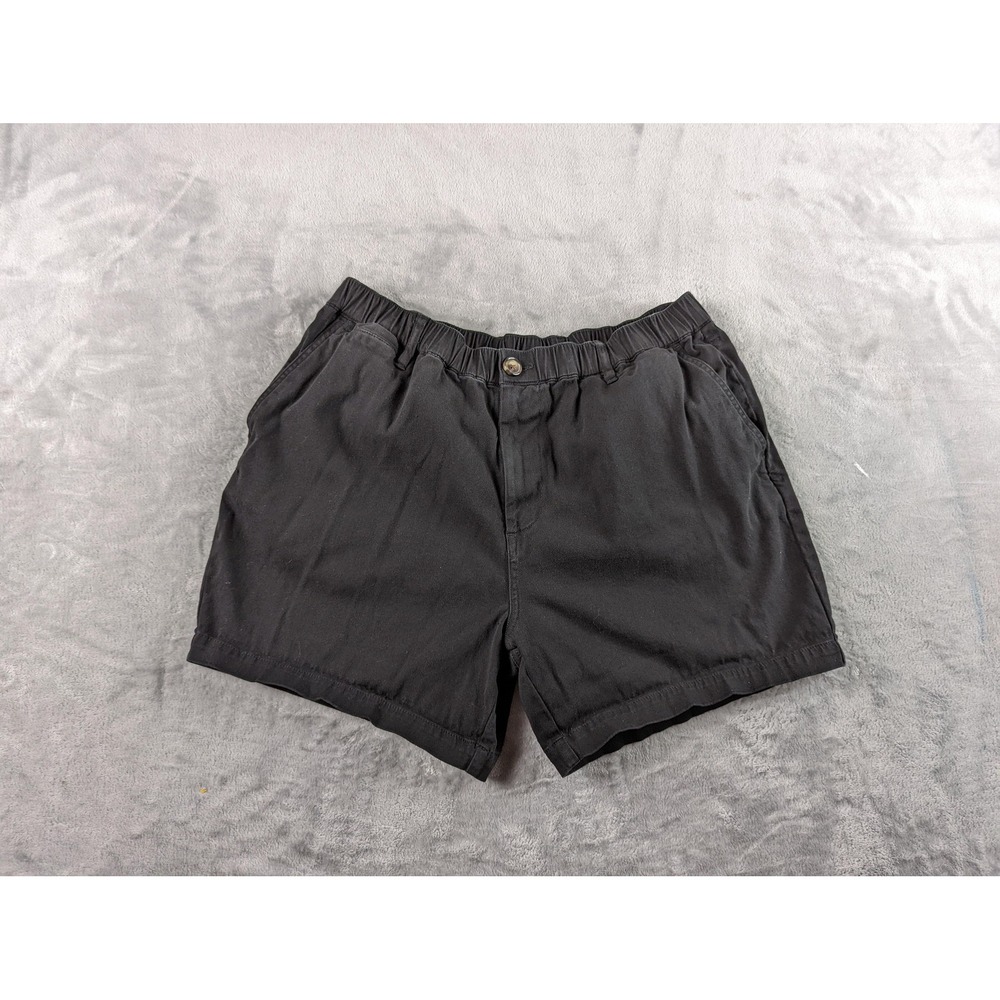 Cove USA Shorts Men 34 Black Canvas Elastic Waist Chino 5" Inseam Stretch Casual